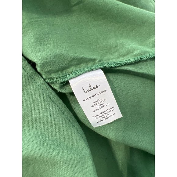 Lulus Al Fresco Evenings Off The Shoulder Dress Womens S Green Rayon Summer NEW - Picture 9 of 12